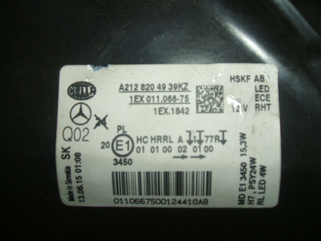 Mercedes-Benz - E-Klasa - S212 - Kombi - (2013 - 2016) - Oświetlenie / Lampa przednia  lewa Bixenon