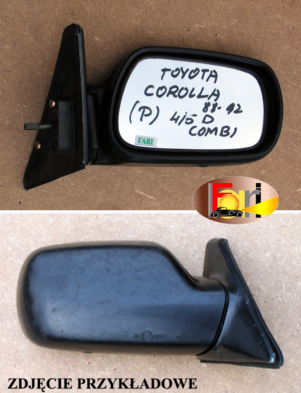Toyota - Corolla - 5 drzwi - (1987 - 1992) - Lusterka / Prawe ręczne wewnętrznie regulowane